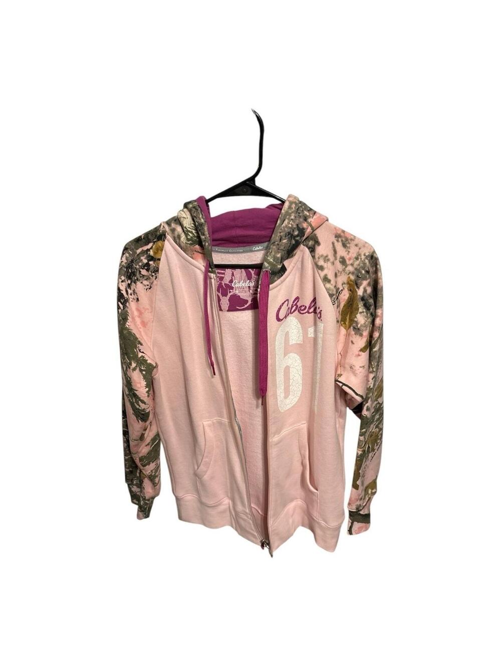 Cabela's Magenta Camouflage Hoodie with White Logo